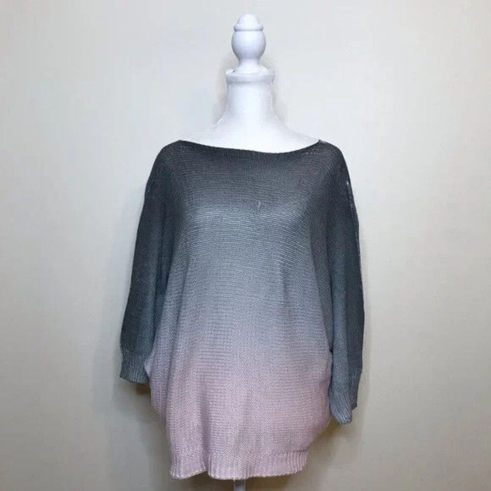Luisa Ricci Sweater Womens size Large Made in Italy Gray Pink ombre Flawed